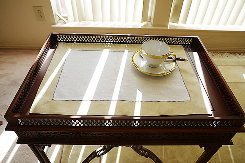 White Hemstitch Placemat 14"x20" with Marzipan color border. - Click Image to Close